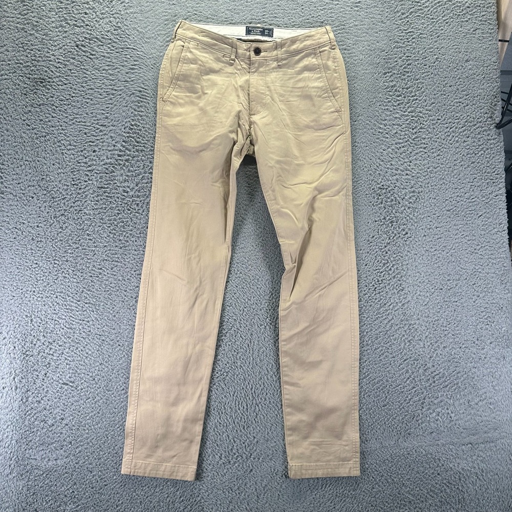 Abercrombie & Fitch Pant Mens 28x32 Beige Cotton Chino Skinny Preppy Stretch